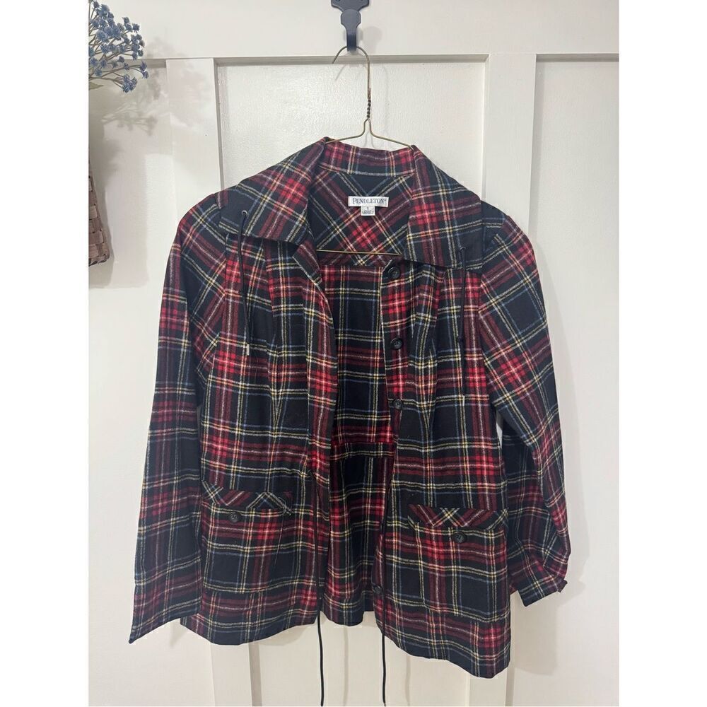 Vintage Pendleton Black and Red Plaid Wool Jacket